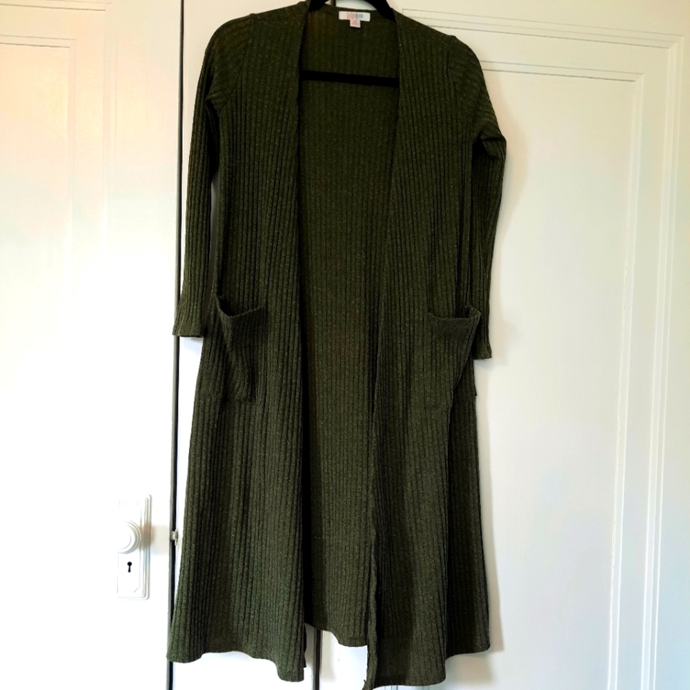 Green ribbed lularoe cardigan